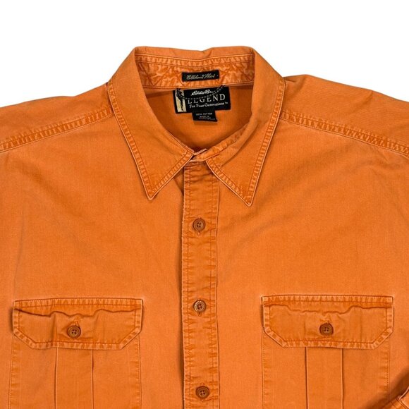 Eddie Bauer Elkhorn Shirt Mens XL Orange Legend Heavy Twill Hunting Long Sleeve - Picture 2 of 8